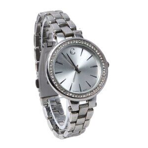 C Brand Watch Stainless Steel Analog Crystal Rhinestone Bezel Accent Silver